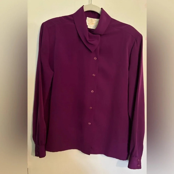Vintage Pendleton Country Sophisticates Womens Long Sleeve Plum Cowl Neck Blouse - Picture 1 of 9